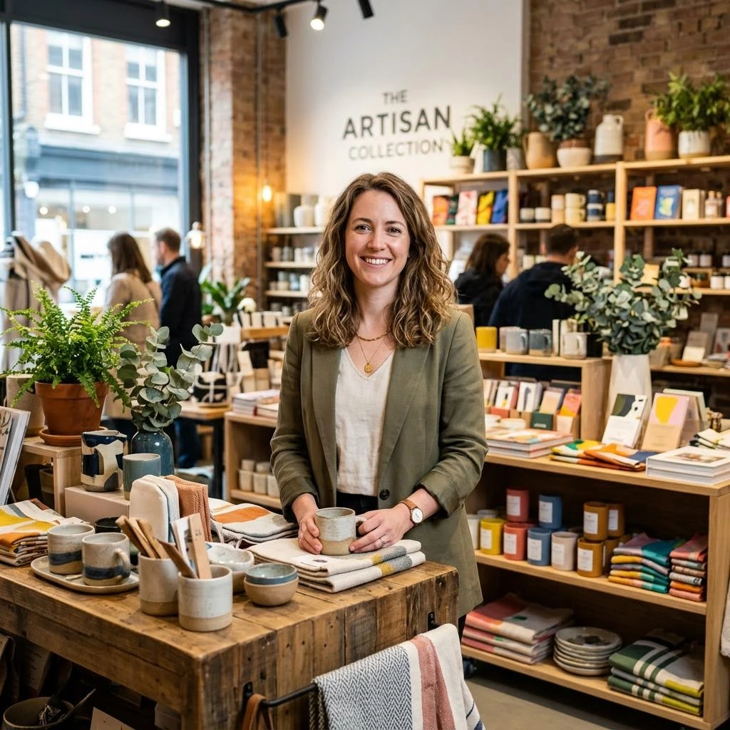 Woman business owner in retail store reviewing funding documents